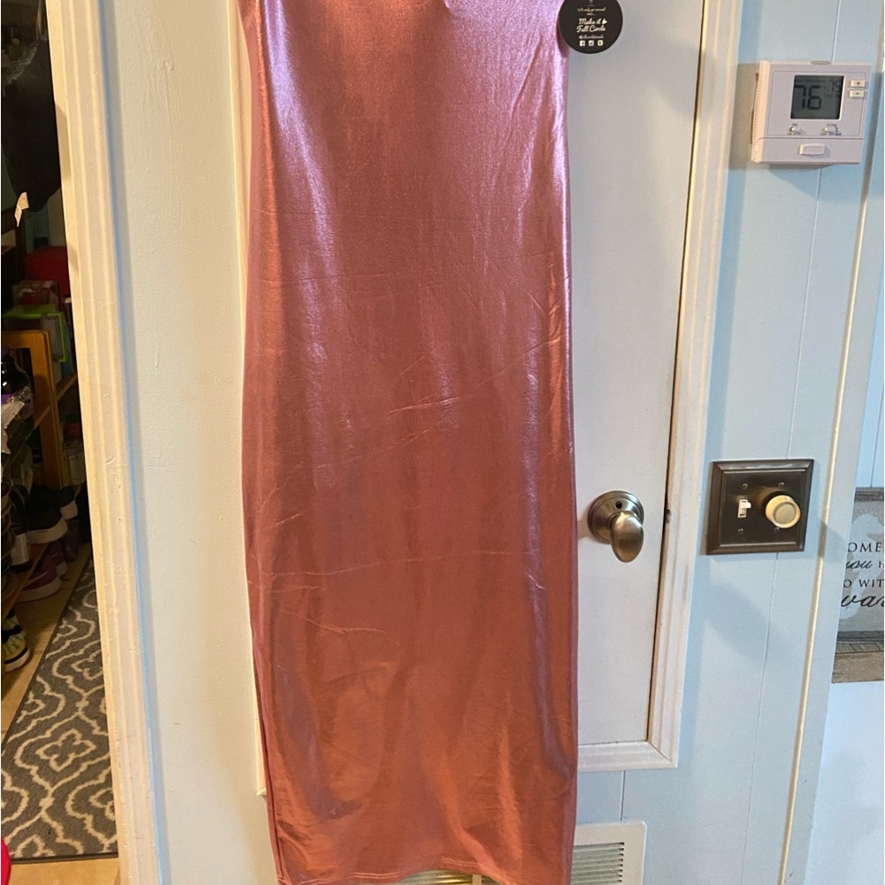 NWT pink metallic juniors tube dress size large